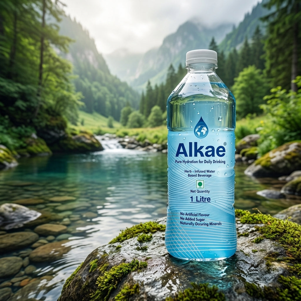 Lush green mountain landscape representing Alkae's environmental commitment